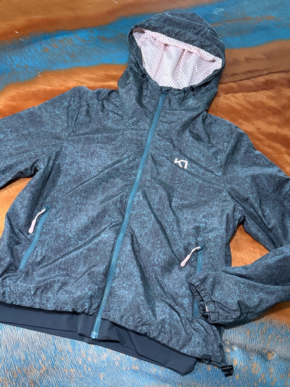 Kari Traa Ane Jacket small ivy green pink mesh lined hooded full zip